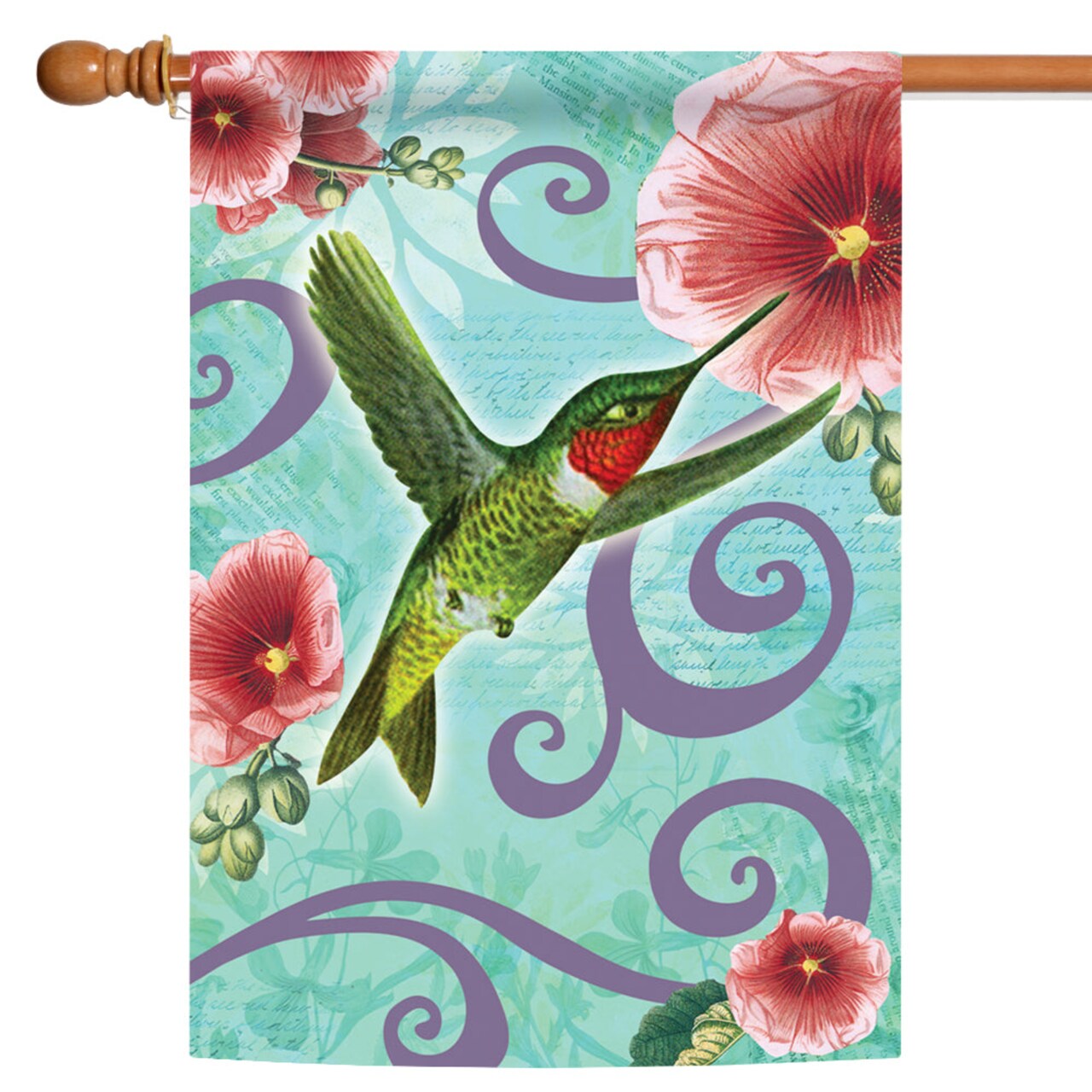 Toland Home Garden Blue and Green Ruby Throated Hummingbird Outdoor House Flag 28" x 40"
